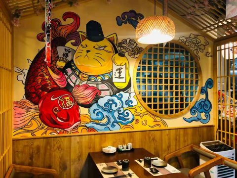 [餐厅墙绘]郑州舟上日式料理店